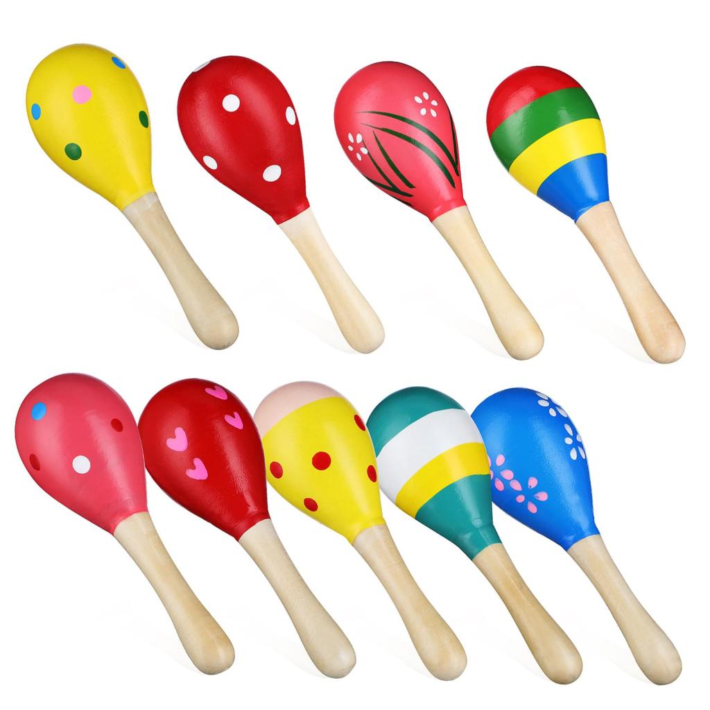 VICASKY Maracas Musical Sand Musical Party 10 Random Color Toys, Instruments, Wooden, Children's, Shaker, Hammer, Percussion, Kids, Instruments,