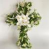 Easter Wreath Cross Door Sign Christian Floral Easter Decor for Front Door Porch