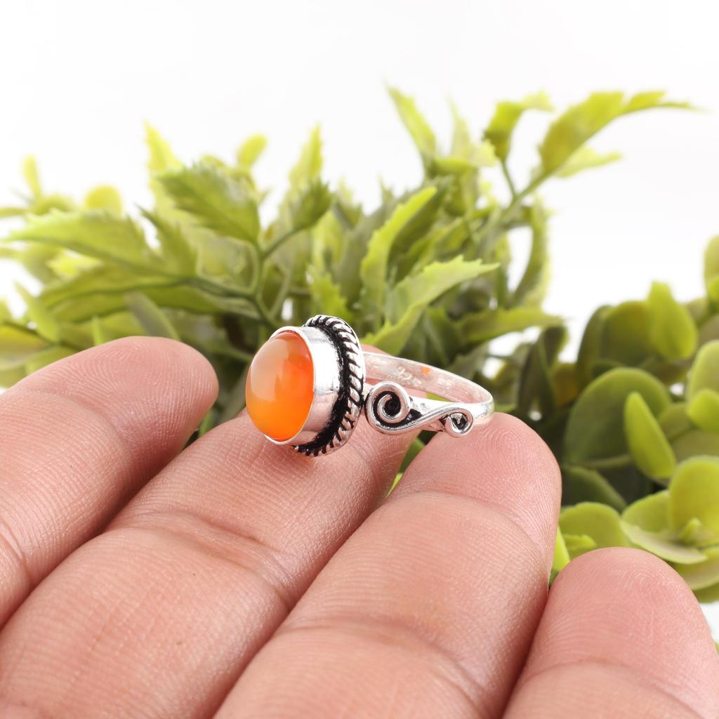 Carnelian Gemstone Jewelry, 925 Solid Sterling Silver Ring, Handmade Dazzling Silver Ring Jewelry For Thanksgiving Gift