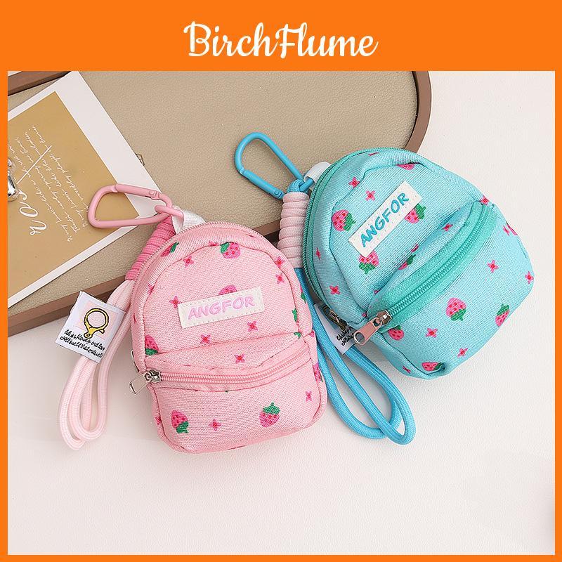 Strawberry Pattern Polyester Keychain Wallet With Durable Material For Daily Use