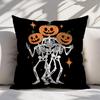 1pc Large Retro Dancing Skeleton And Jack-O'-Lantern Double-Sided Pillowcase - Black And White Retro Gray Cushion Cover with Zipper Closure, Soft Poly