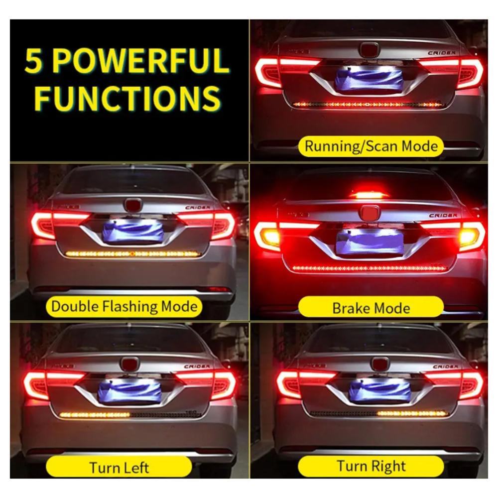 1.2m Flexible LED Tailgate Light Bar Turn Signal Brake Light Strip for 12V 24V Truck SUV
