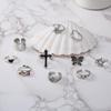 New Exaggerated Oil Cross Frog Peacock Butterfly Crying Face Ring 10-piece Set