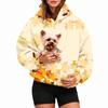 Women's Fashion Hooded Sweatshirt with Leaves Print and Pet Pocket for Casual Wear