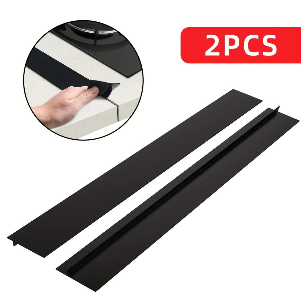 Flexible Silikon 2 Stück Herdspaltabdeckungen | Wasser- & Fleckenbeständig, Leicht zu Reinigen, Arbeitsplatten-Schutz, Modernes Küchenzubehör, Schwarz/Weiß