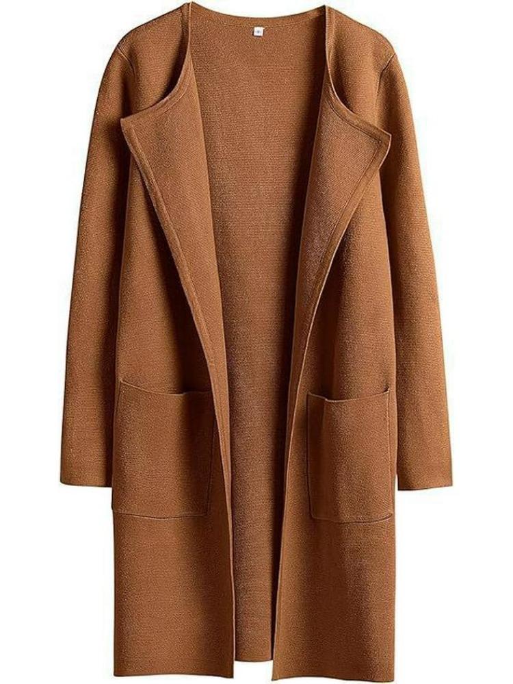 Women American Style Casual Lapel Coat Woolen European