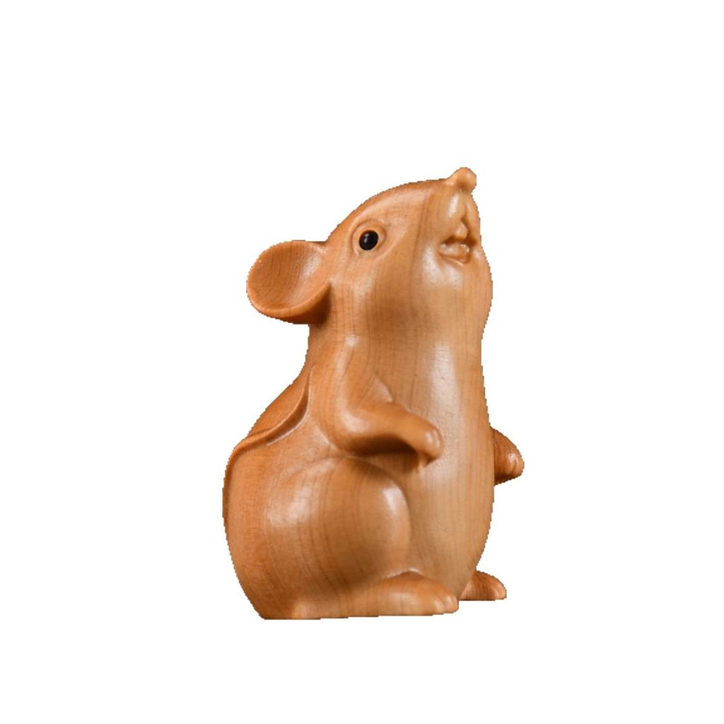Yabai Rat Handgeschnitzt Niedliche Maus Kindergeburtstagsgeschenk Foodie Hamster Holzschnitzerei Schreibtisch Landschaftlich