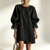 Women's Puff Sleeve Lace Trim Casual Straight Skirt for Everyday Wear