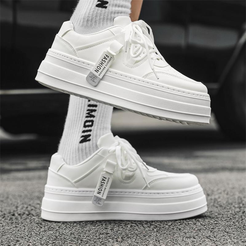 Herren Sportschuhe Weiß Skateboard Schuhe Studentenmode Elevator Höhenerhöhung Grün Laufschuhe Übergröße