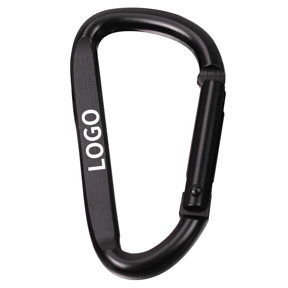 D-Shaped Black Aluminum Carabiner Bluetooth Earphone Case Hook Keychain Ornament