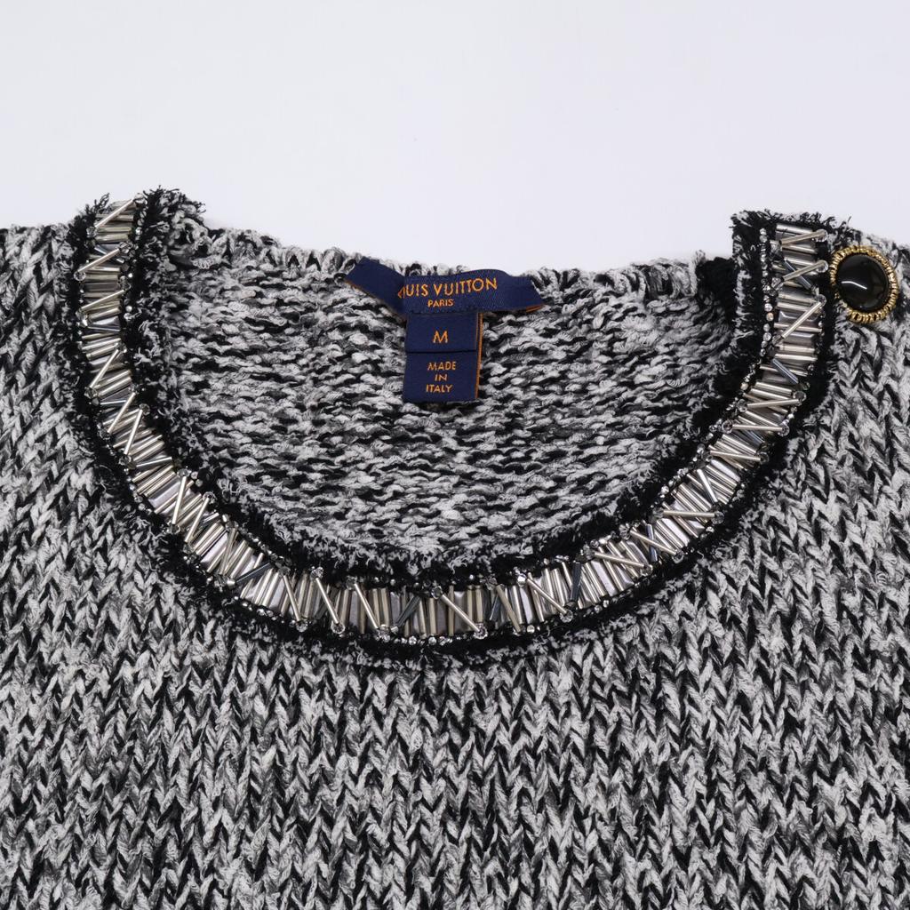 LOUIS VUITTON 22 Gray FMKM94 Wool Short Sleeve Knit tops M grayUsed