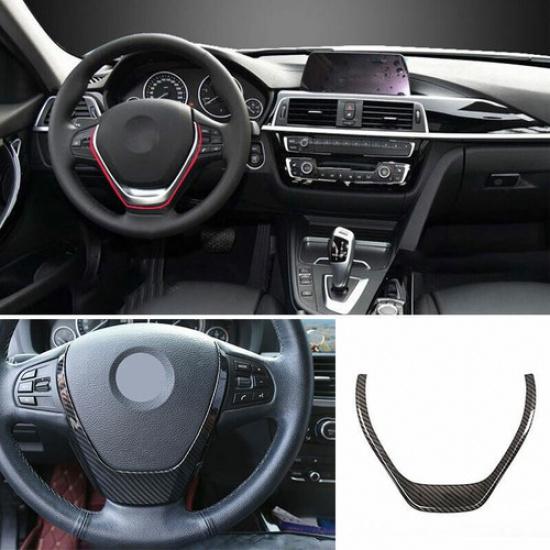 Fit For BMW 3 4 Series GT 2013- Carbon Fiber Steering Wheel Sheet Cover Trim