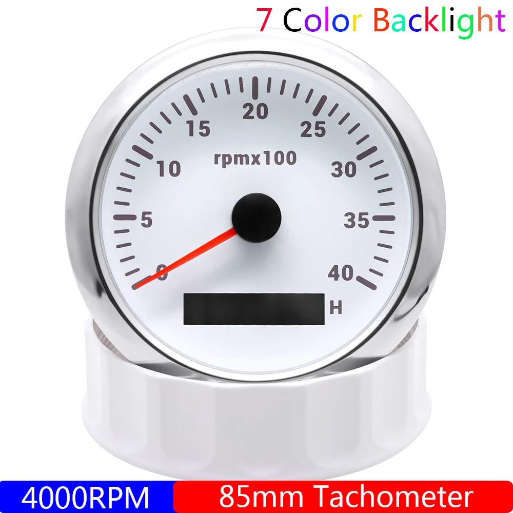 85MM Petrol Diesel Engine Tachometer Sensor RPM Gauge REV Counter 3000RPM with Digital Hourmeter 7 Color Light Optional 12V24V