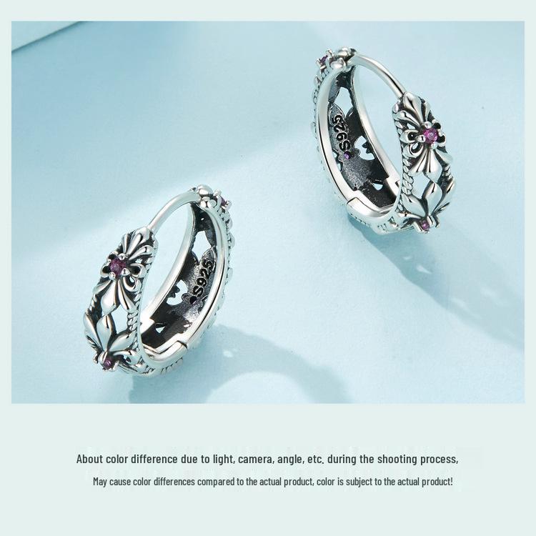 Avle Retro Iris Hul Sterling Sølv S925 Allsidige Sommer Øredobber for Kvinner