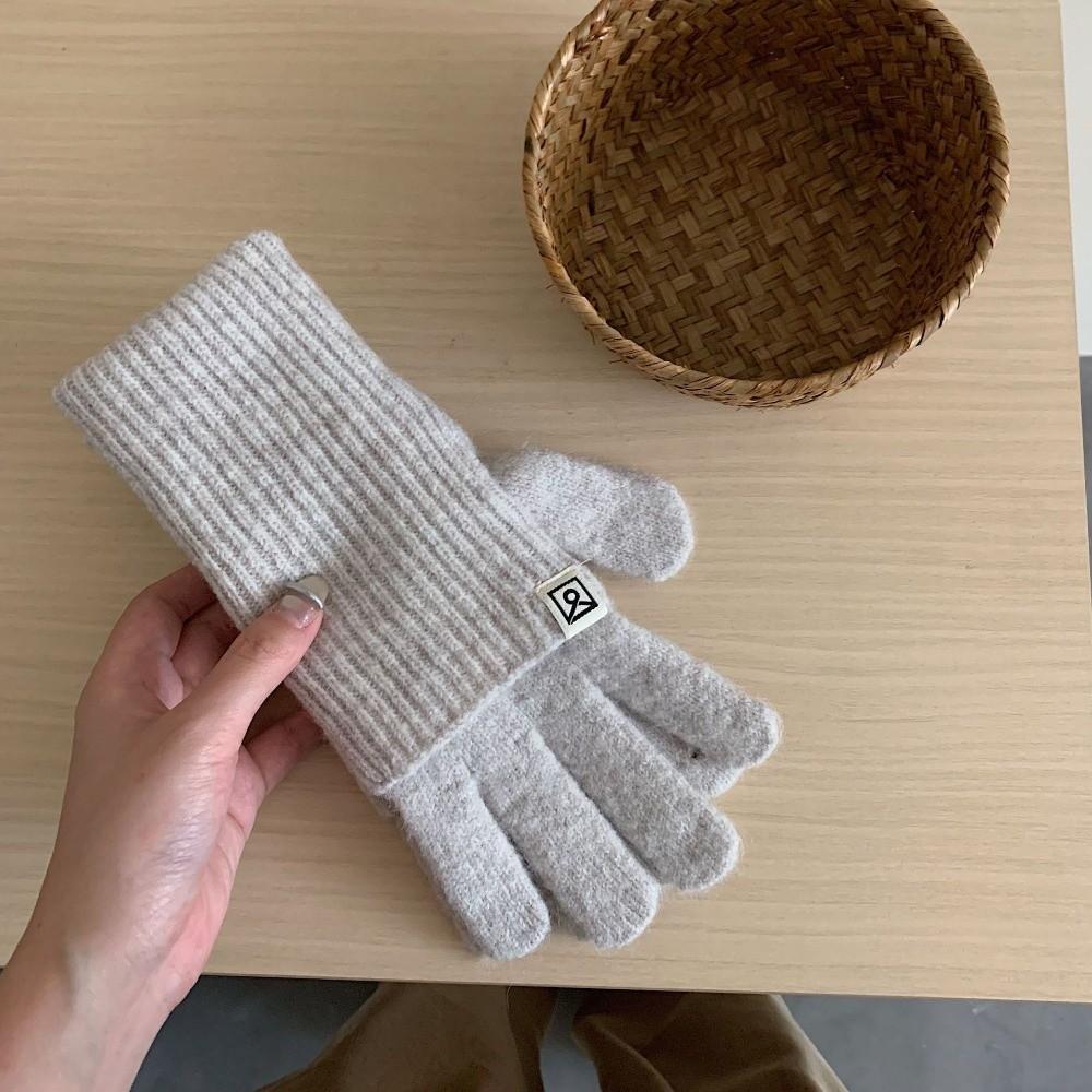 Windproof Full Finger Gloves Solid Color Driving Skiing Mittens Outdoor Cycling