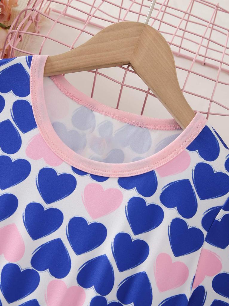 Toddler Girls Casual Short Sleeve Dress, Summer Sweet Heart Princess Dresses for Ages 1-8Y