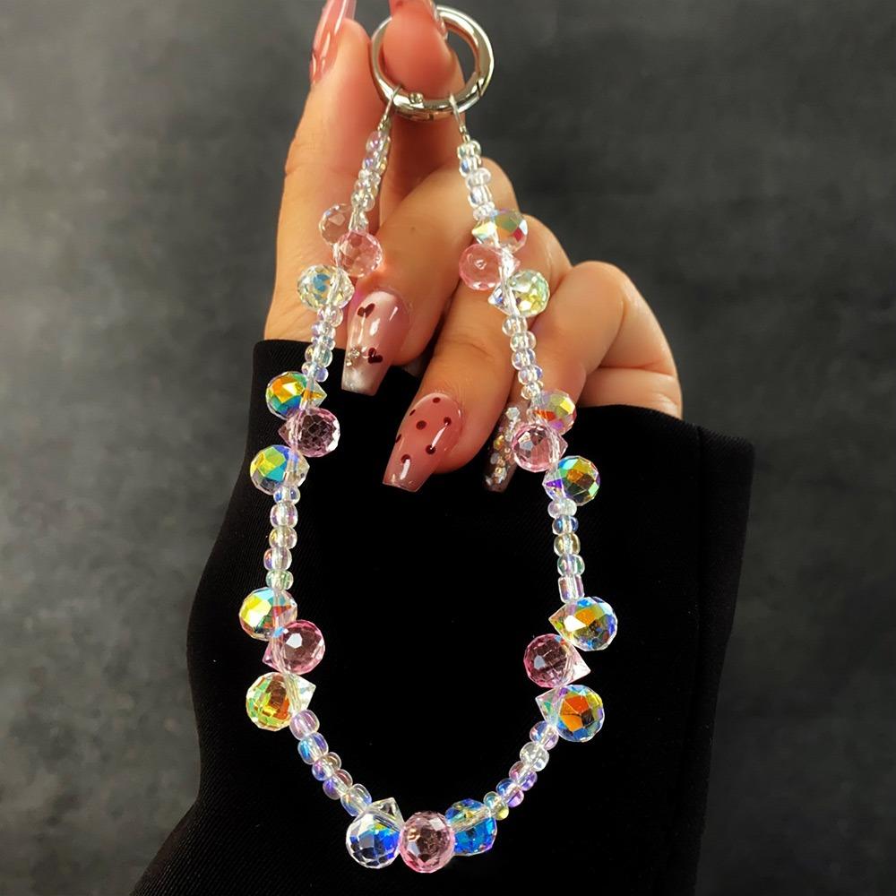 Hand-beaded Mobile Phone Lanyard Strap Crystal Car Keychain Fashion Phone Hand Rope