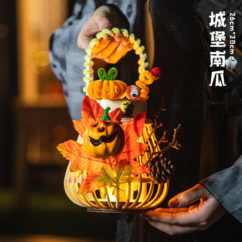 Wooden American Style Halloween Pumpkin Lantern Decoration Children's DIY Craft Kit for Kindergarten Classroom Use