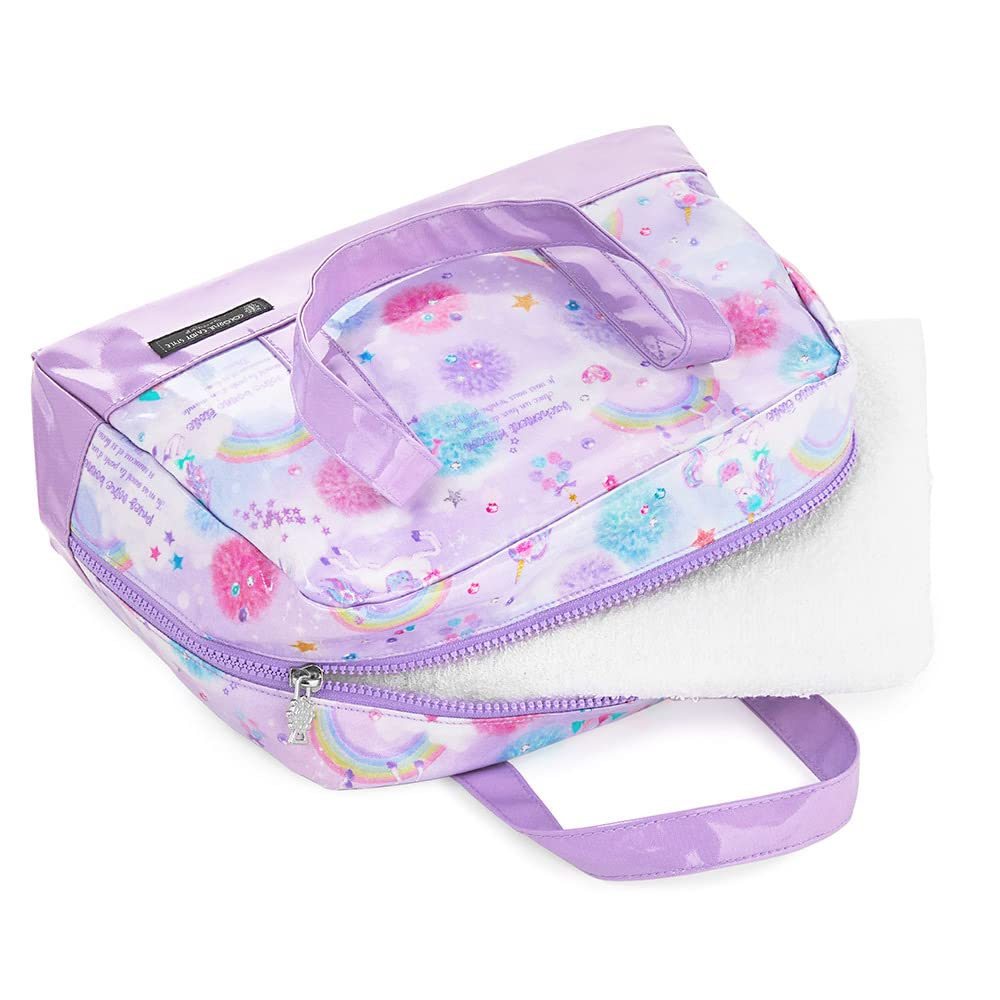 COLORFUL CANDY STYLE Pool Bag for Girls and Kids, Waterproof and Water-Repellent Vinyl Swimming Bag, Semi-Boston Style, Unicorn Fantasy Design (N29159