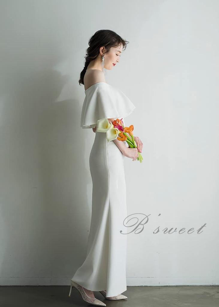 Mermaid Wedding Long Sleeve White Bridal Perfect for Wedding Photos B'sweet Dress, Women's Dress, Pre-wedding [wd514ls] (S, White)