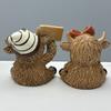 Coffee Highlands Cow Figurines Farmhouse Decors,Resins Animal Statue Table Ornament Garden Bookshelfs Decors Calf Lover