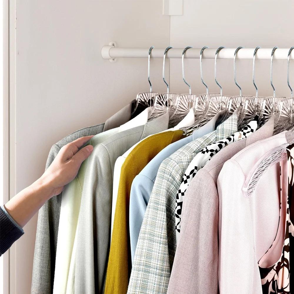 20 Pack Heavy Duty Clear Plastic Hangers 360 Degree Rotatable Hook Crystal Design Closet Hangers Shirts Dresses Coats