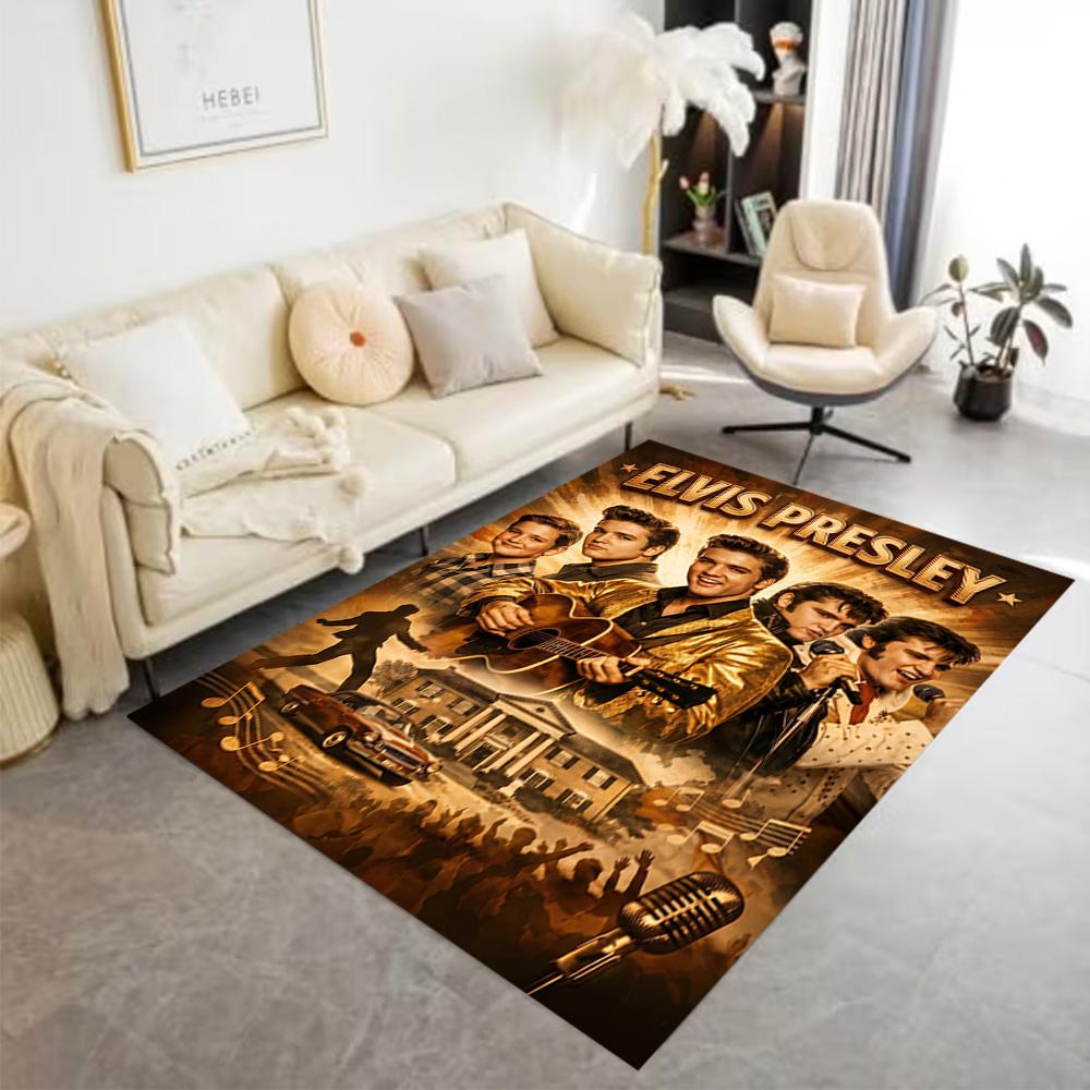 Elvis Presley: Rock Roll Carpet Perfect for Entryway Study room Balcony Game Room Anti-slip Rug Anime Office Decor Best for Christmas