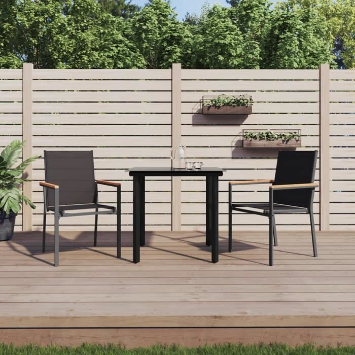 VidaXL Ensemble à manger de jardin 3 pcs noir textilène et acier 3187041