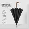 Men's Retro 16-Rib Long-Handled Windproof Business Umbrella with Custom Logo.