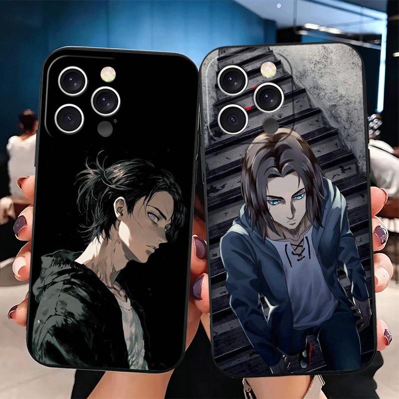 A-Attack On T-Titan Eren Yeager Soft Phone Case for iPhone 16 16E 17 Air 15 Pro Max 14 Plus 13 Mini 11 12 7 Black Cover Back She