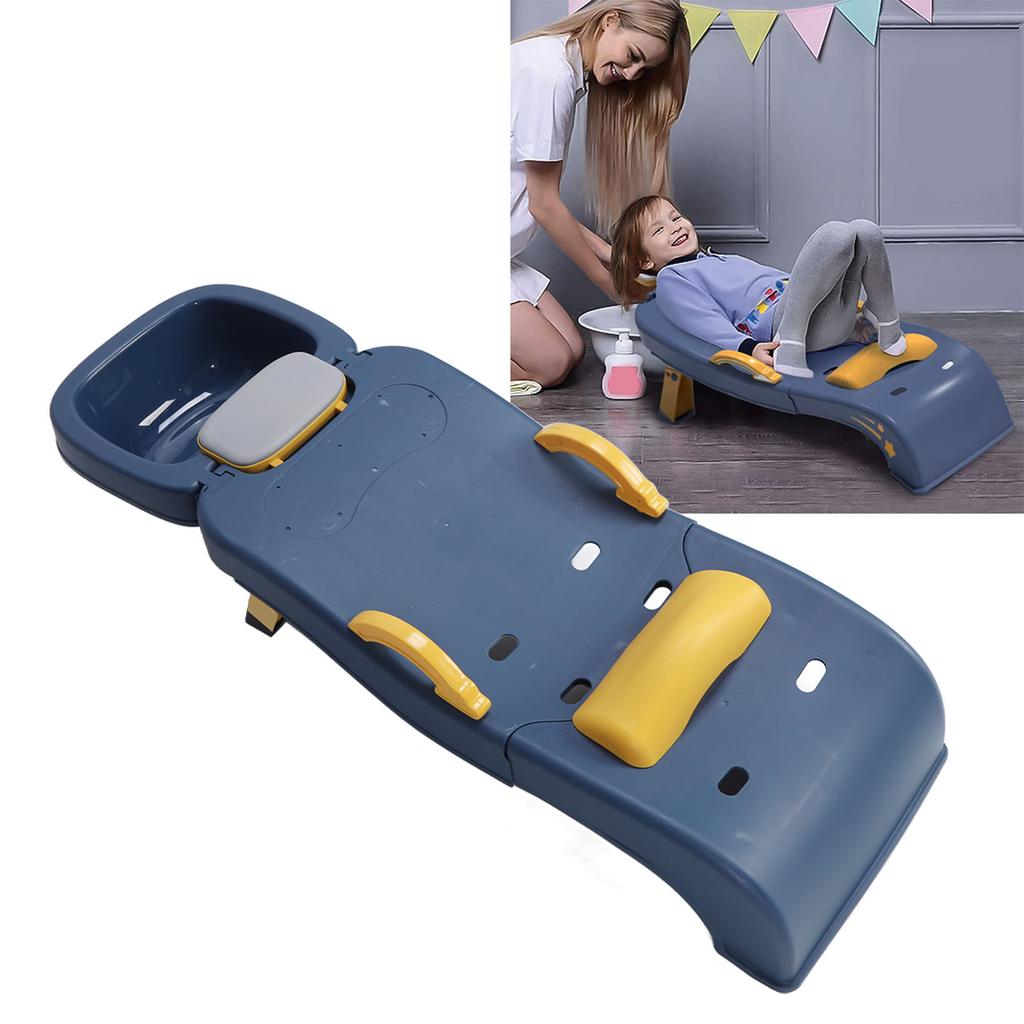 Kids Shampoo Chair Foldable Prevent Slip Toddler Hair Washing Chair with Shampoo Basin for 0 to 10 Years Old Child