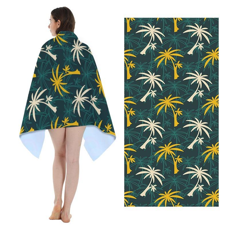 Tropical Jungle Flamingo Snake Print Polyester Beach Towel Botanical Leaves Quick Dry Bath Towel for Summer Swim Pool Vacation