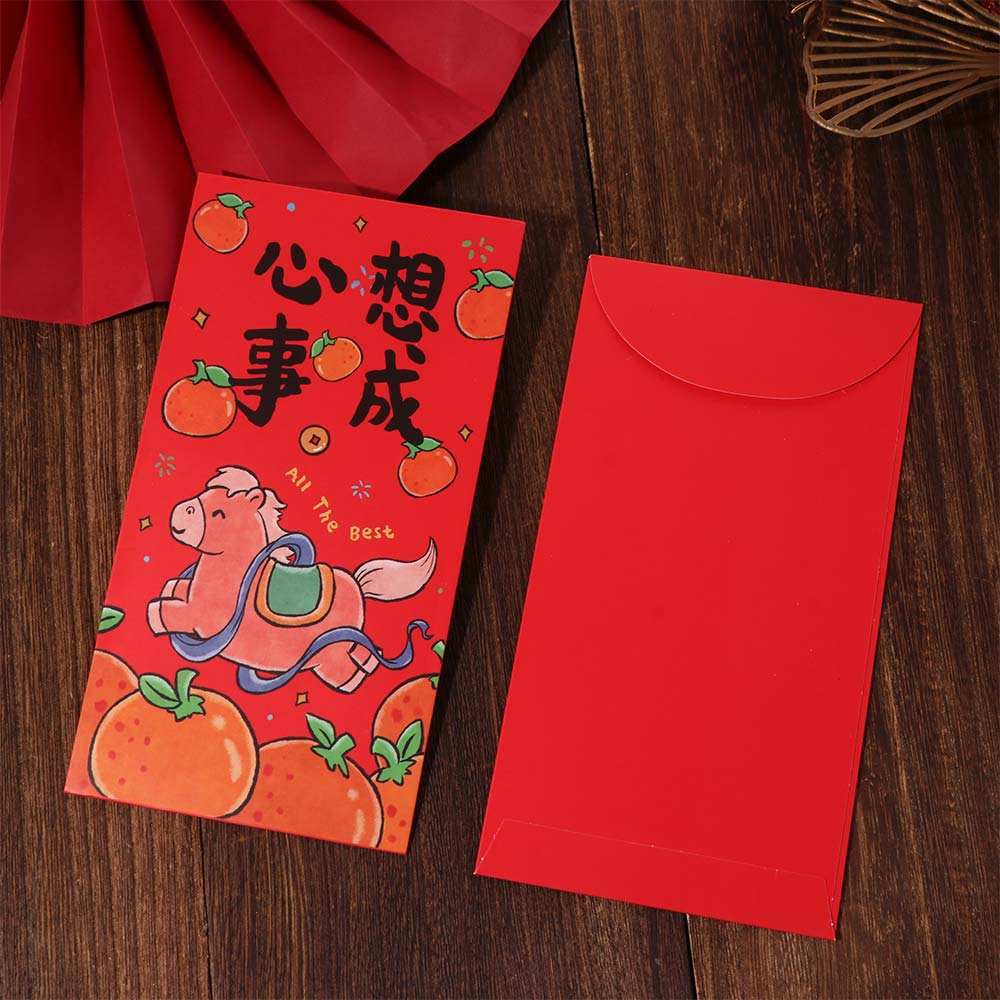 6pcs Traditional Style Chinese New Year Red Envelope Paper Lucky Money Bag Birthday Gift