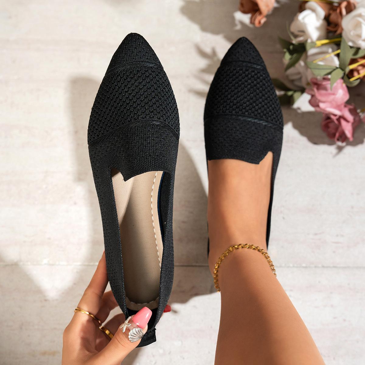 Flat-bottomed Women s Pointed-toe Low-cut One-piece Casual Shoes 36