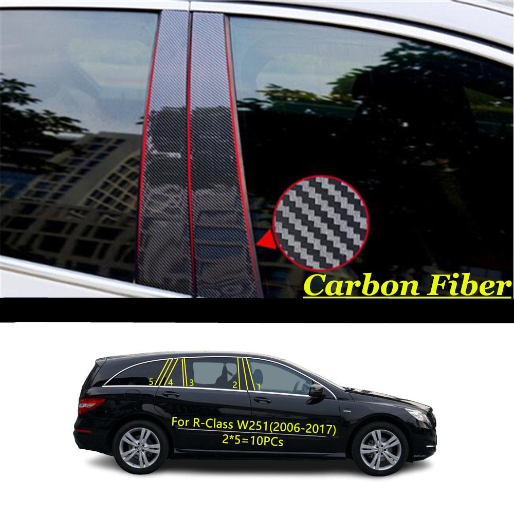Car TPU/Glossy Mirror Pillar Post Cover For Mercedes-Benz R-Class W251 2006 2007 2008-2017 Door Trim Window Molding Sticker