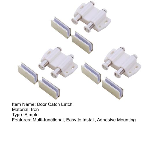 1/2/3 Sets Magnetic Glass Door Catch Latch Closure Adhesive Mounting Push Open Single Glass Door Catch with Cabinet Clamp Fit for 3-6mm Glass