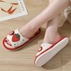 Cute Strawberry Pattern Linen Slippers, Open Toe Breathable Soft Sole Flat Shoes, Comfy Indoor Floor Slippers