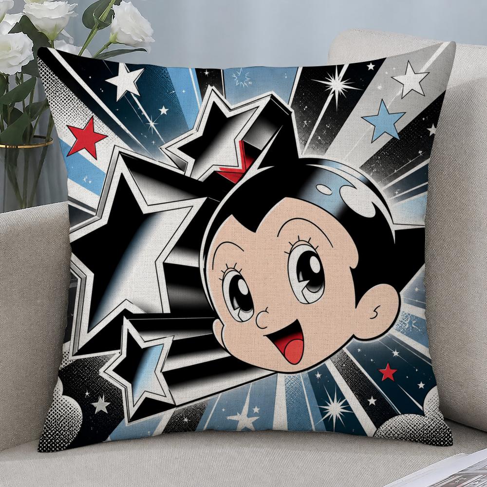 Anime Astro Boy Cushion Cover Cushion Covers Natural Linen Breathable Sofa Bedroom Decor Pillowcase