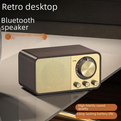 JY-66 Retro Wooden Bluetooth Speaker with Subwoofer & Stereo Radio