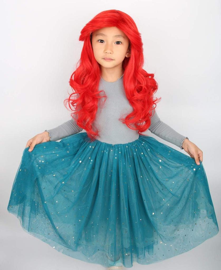 Topcosplay Mermaid Wig for Red Curly Cosplay Halloween Costume Theater One Size Fits School with Net Kids, Hair, Wig, Wig, Wig, Costume, Most,