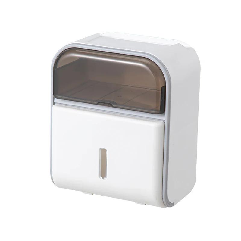 

Toilet Paper Box, Waterproof Toilet Tissue Box, Wall-Mounted Roll Paper Tube, Double Layer Bathroom Storage Rack,No Drilling