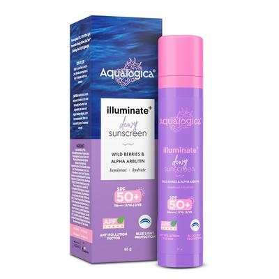 Aqualogica Illuminate+ Nemli Güneş Kremi SPF 50+ PA++++ 50 g 1 Adet Paket Geniş Spektrumlu UV ve Mavi Işık Koruması