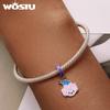 WOSTU New 925 Sterling Silver Funny Clown Charm Colorful Enamel Bead Pendant Fit Original Bracelet For Women Jewelry