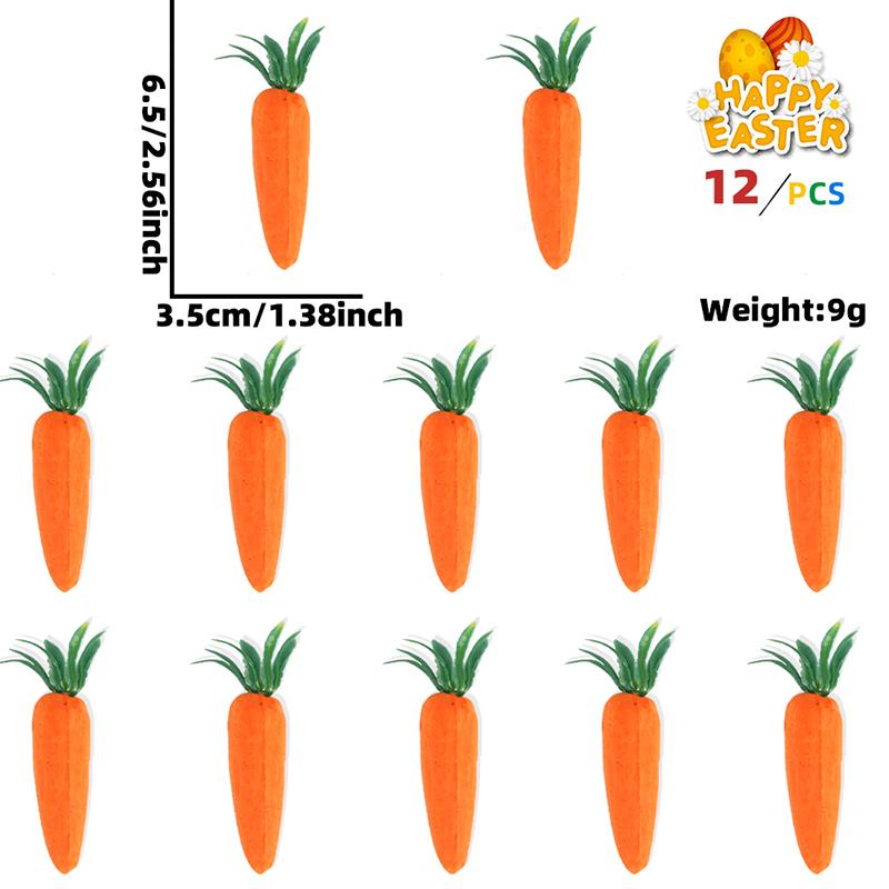 12Pcs Easter Home Kitchen Decoration Artificial Foam Carrot Mini Easter Carrot Ornament