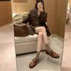 Cowhide version ~ Su Yinyin's same retro small gold buckle genuine leather thick sole is heightened and a foot of loafers women's small leather shoes