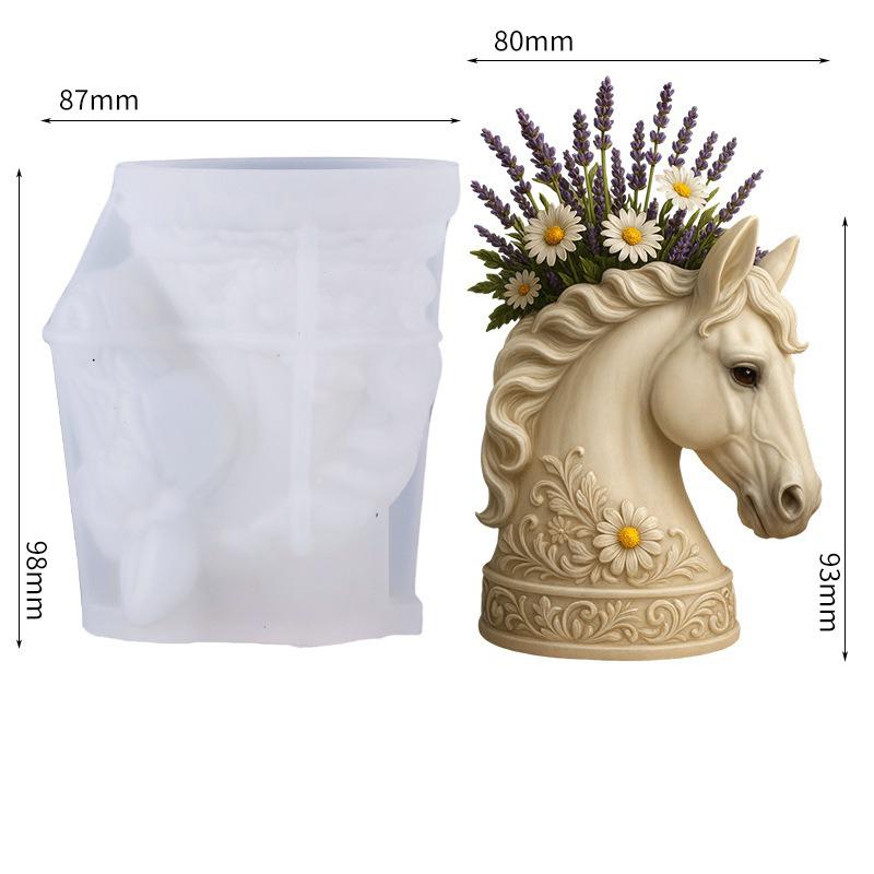 Horse Aromatherapy Candle Cup Silicone Mold DIY Handmade Concrete Gypsum Storage Box Plant Flowerpot Mold