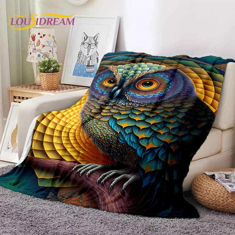 3D Cute Owl Eagle Birds Cartoon Soft Flannel Blanket for Beds Bedroom Sofa Picnic,Throw Blanket for Cover Outdoors Leisure Gift
