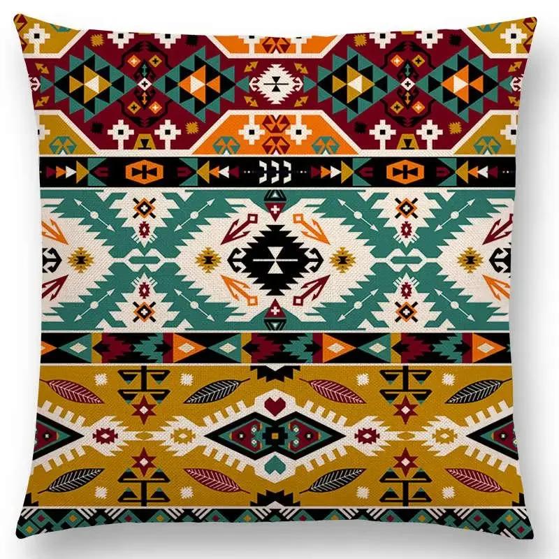 Newest Bohemia Cushion Cover Vintage Pattern Ethnic Striped Navajo Arrow Sofa Throw Pillow Case