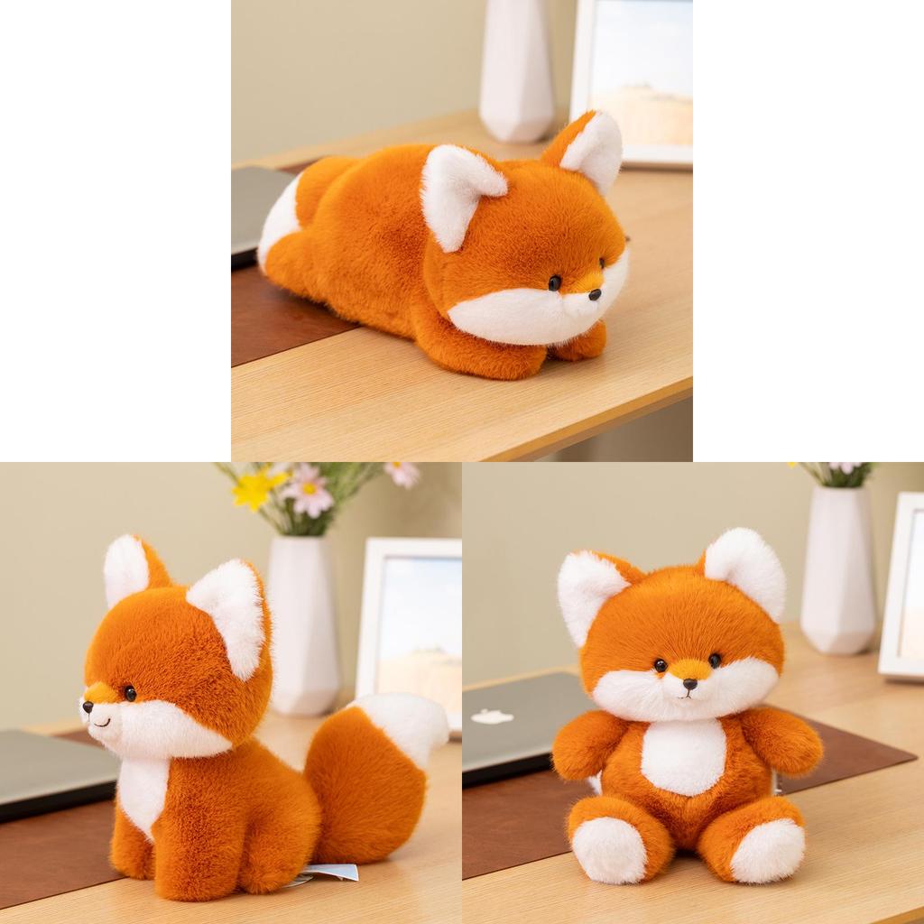 Cute Fox Plush Toy Desk Companion With Soft Pp Cotton For Office Decor And Gift