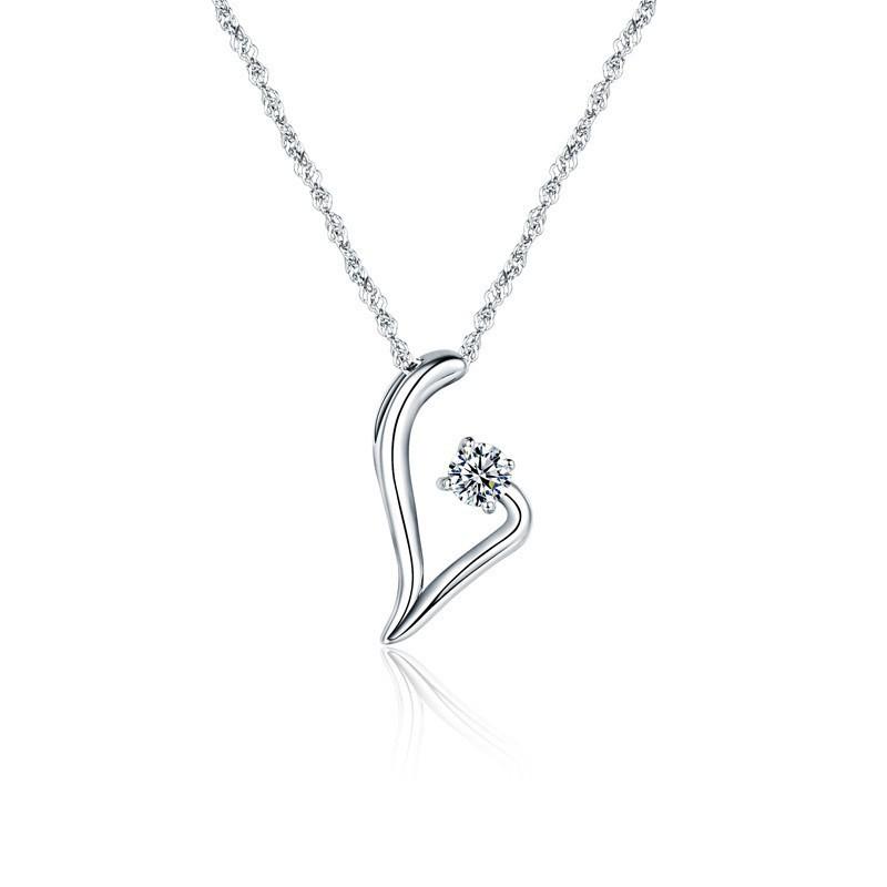 925 Sterling Silver Jewelry Simple Love Heart Pendant Necklace for Women Wedding Party Jewelry for Girls Friend Gift